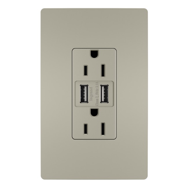 15 Amp Tamper-Resistant Outlet / Type A USB Port by Legrand Radiant