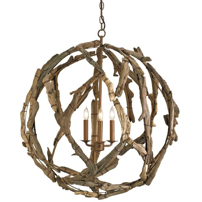 Driftwood Orb Chandelier by Currey and Company