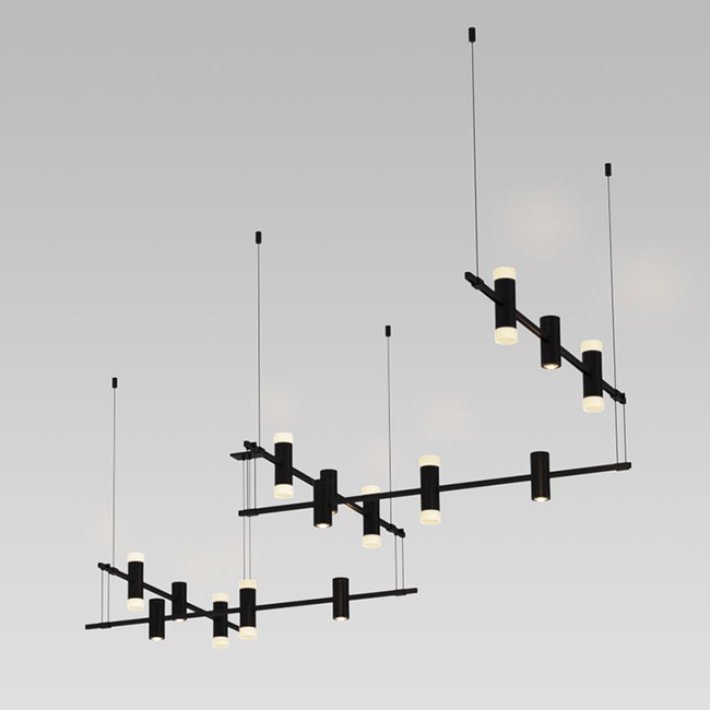 Suspenders Zig Zag Pendant with Mixed Double Ended Cylinders by SONNEMAN - A Way of Light