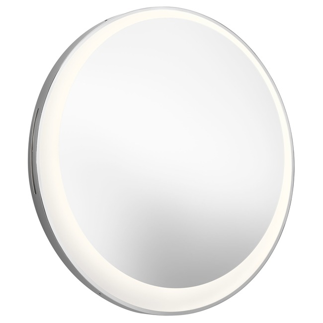 Offset Round Lighted Mirror by Elan