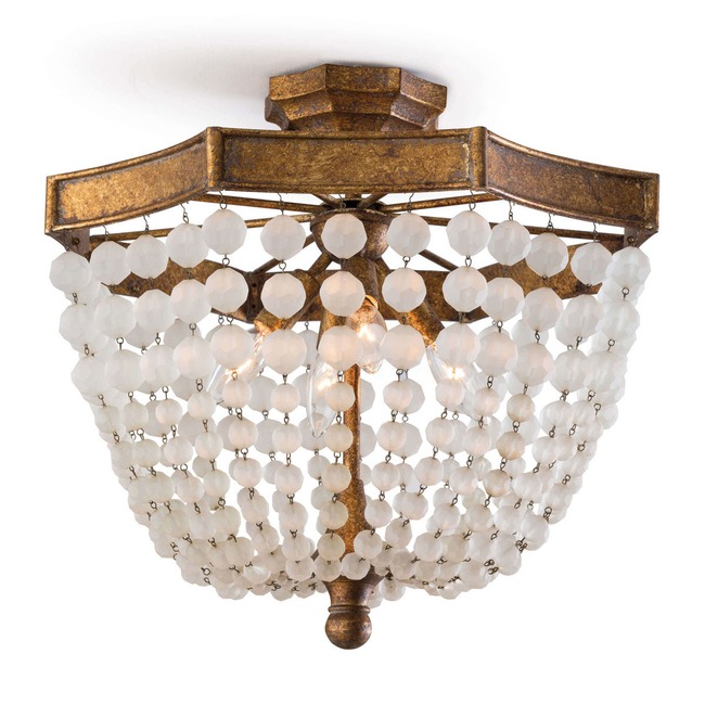 Frosted Crystal Bead Semi Flush Ceiling Light by Regina Andrew