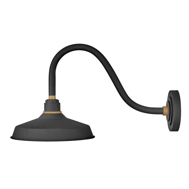 Foundry Outdoor Industrial Shade Curve Arm Wall Light by Hinkley Lighting