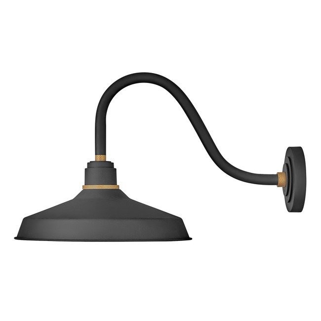 Foundry Outdoor Industrial Shade Curve Arm Wall Light by Hinkley Lighting