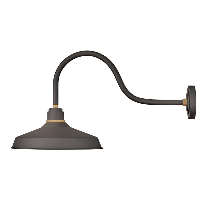 Foundry Outdoor Industrial Shade Curve Arm Wall Light by Hinkley Lighting