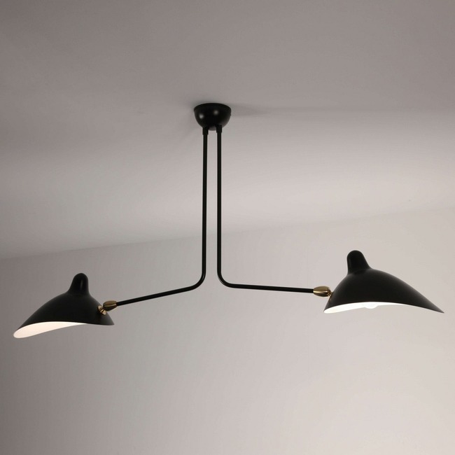 Serge Mouille 2 Fixed Arm Semi Flush Ceiling Light by Serge Mouille