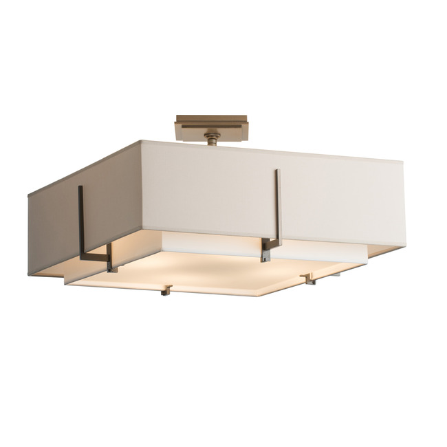 Exos Square Double Shade Semi Flush Ceiling Light by Hubbardton Forge