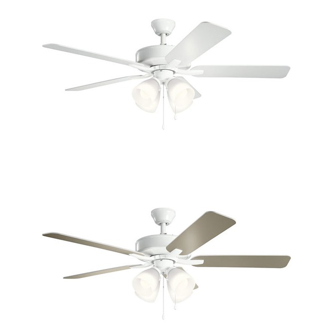 Basics Pro Premier Ceiling Fan with White Shade Light Kit by Kichler