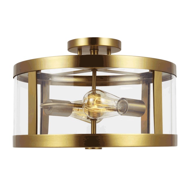 Harrow Brass Semi Flush Ceiling Light by Visual Comfort Studio