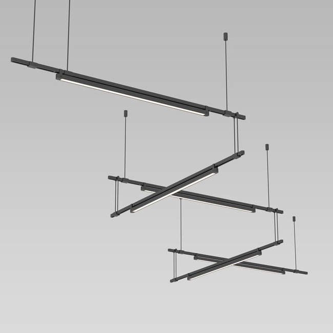 Suspenders Zig Zag Rod Suspended Pendant with Light Bars by SONNEMAN - A Way of Light
