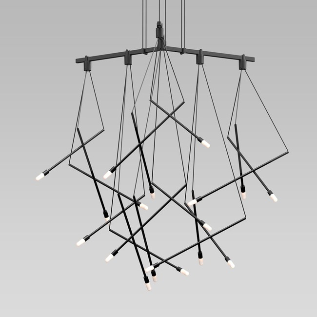 Suspenders Tri-Bar Chandelier with Branch Luminaires by SONNEMAN - A Way of Light
