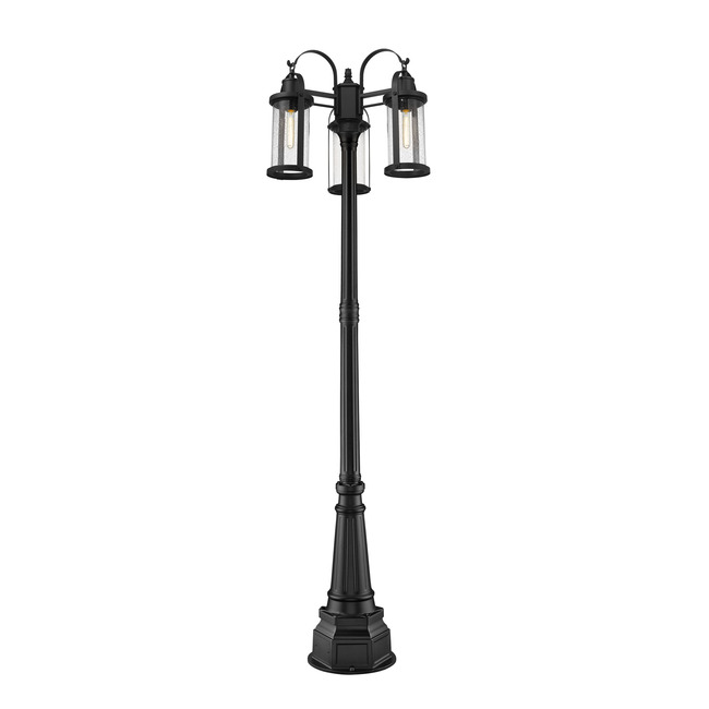 Roundhouse 3 Outdoor Post Light w/Round Post/Decorative Base by Z-Lite