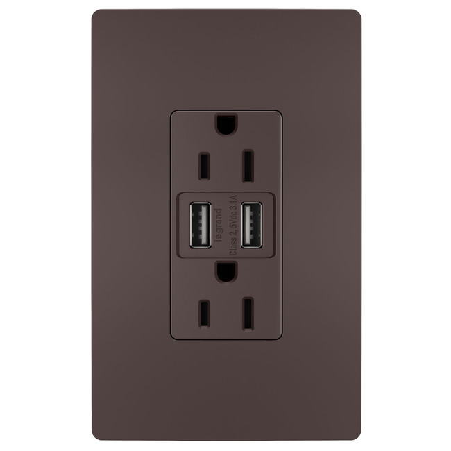 15 Amp Tamper-Resistant Outlet / Type A USB Port by Legrand Radiant
