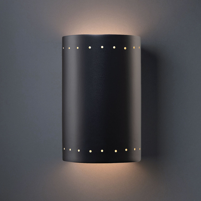 Ceramic Large Curved Perforated Outdoor Wall Sconce by Justice Design