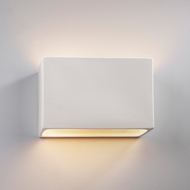 Ceramic Small Rectangle Outdoor Wall Sconce by Justice Design