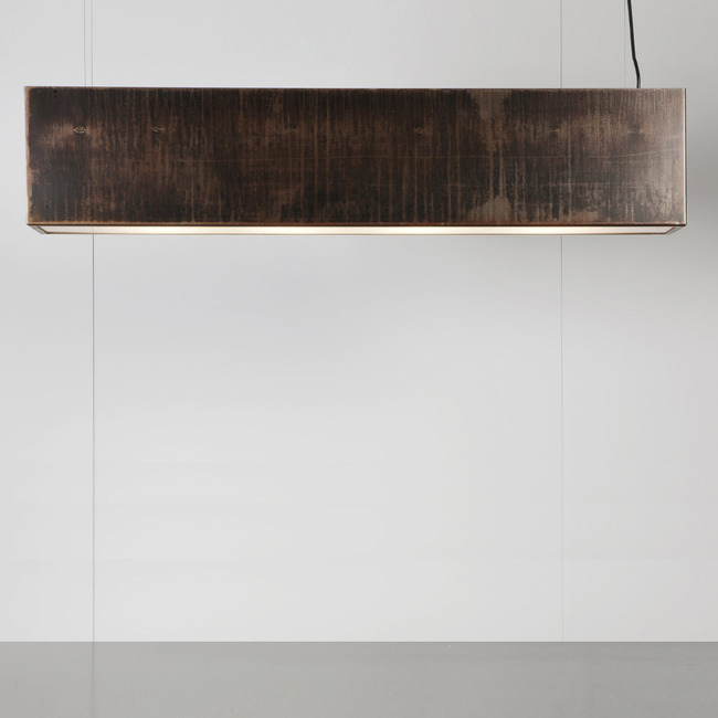 Light Three Linear Pendant with Center Feed by John Beck Steel