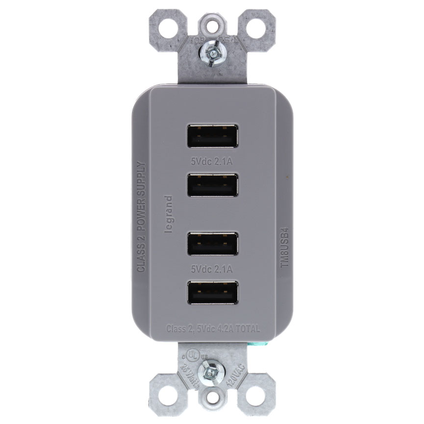 USB Charger Module by Legrand Radiant TM8USB4GRYCC6