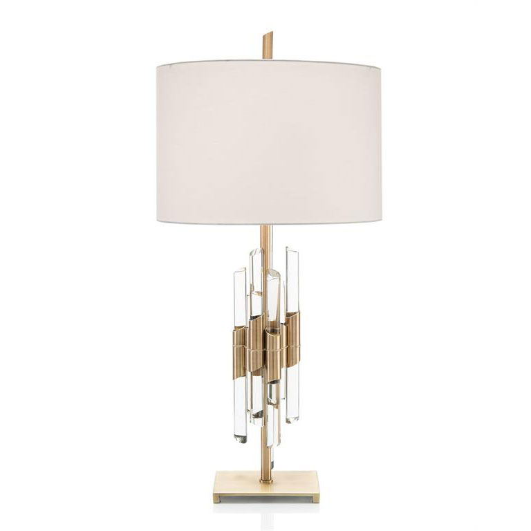 Brass And Crystal Rod Table Lamp By, John Richards Crystal Lamps