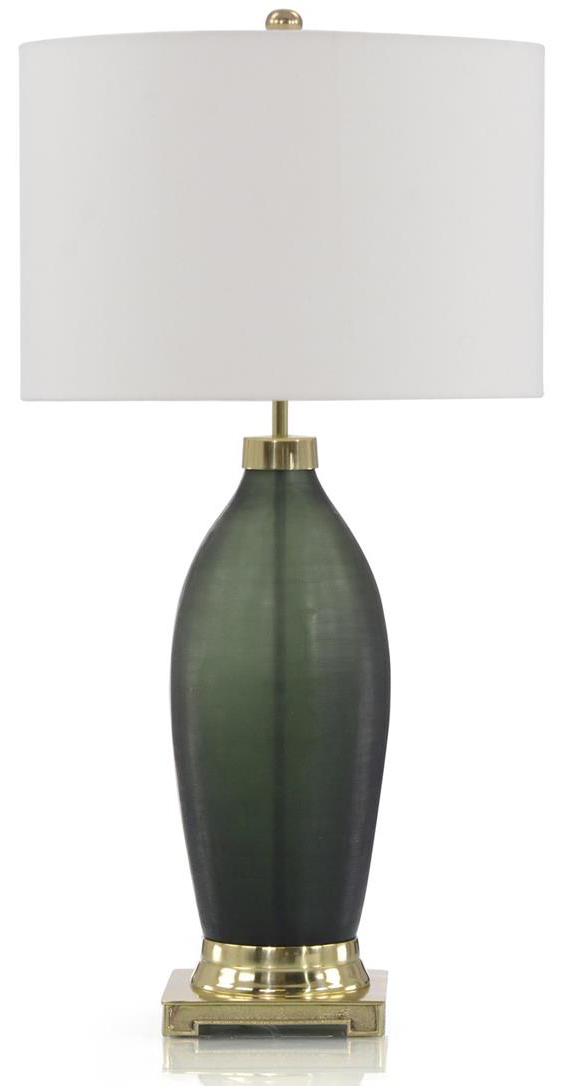 Emerald Green Etched Glass Table Lamp, Emerald Green Table Lamp