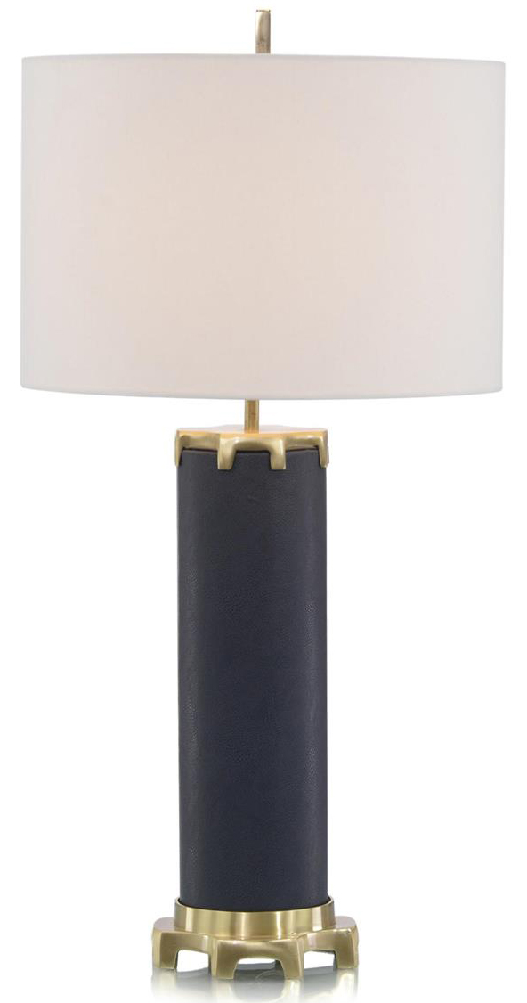 Navy Leather and Polished Brass Table Lamp by John-Richard | JRL-10371 ...