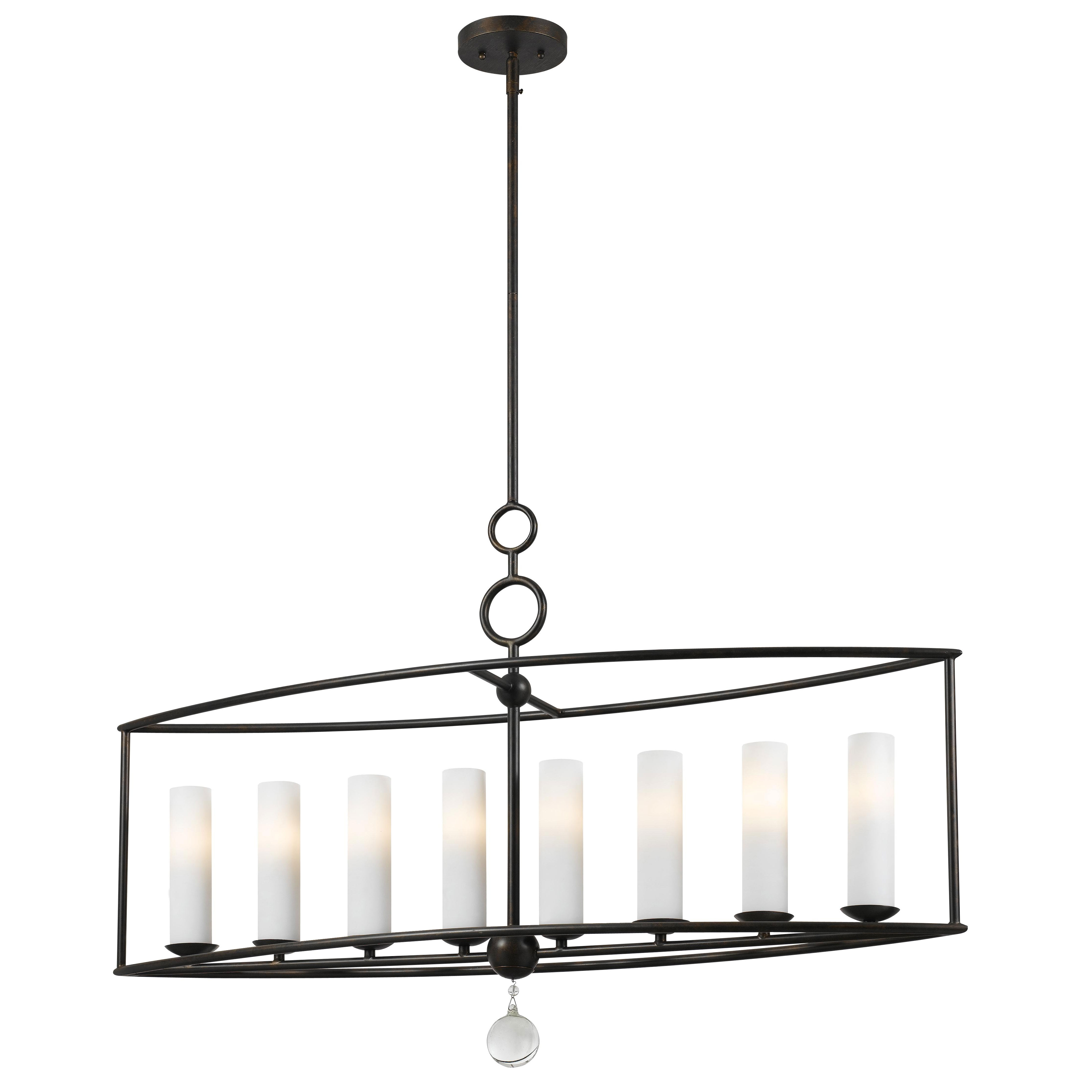 Cameron Glass Shade Linear Chandelier By Crystorama 9268 Eb