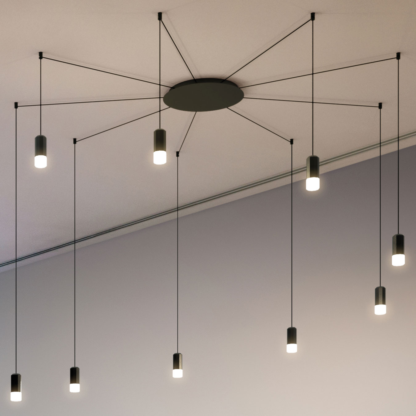 Wireflow Free Form Multi Light Pendant by Vibia 0360 04 12 VIB1180742