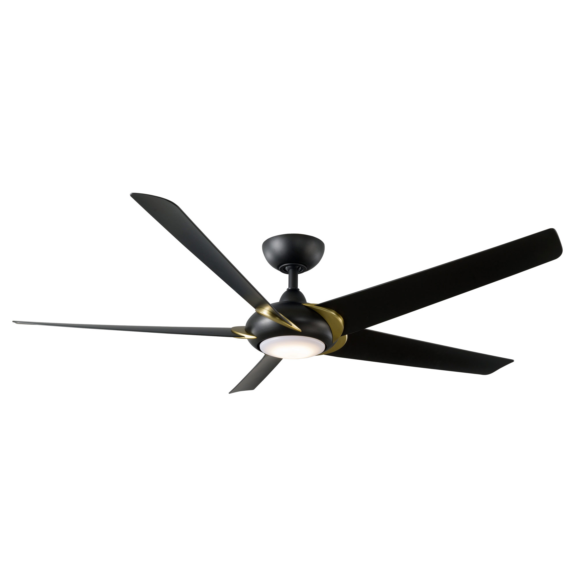 Modern Forms FR W2304 62L SB MB Lucid 62 Ceiling Fan in Soft Brass Arms Matte Black