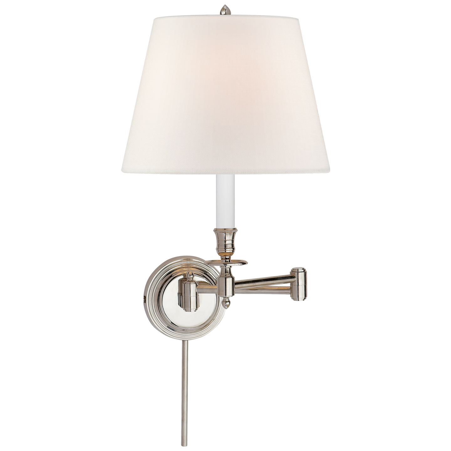 Candle Stick Swing arm Plug in Wall Sconce by Visual Comfort Signature S 2010PN L VCG1237156