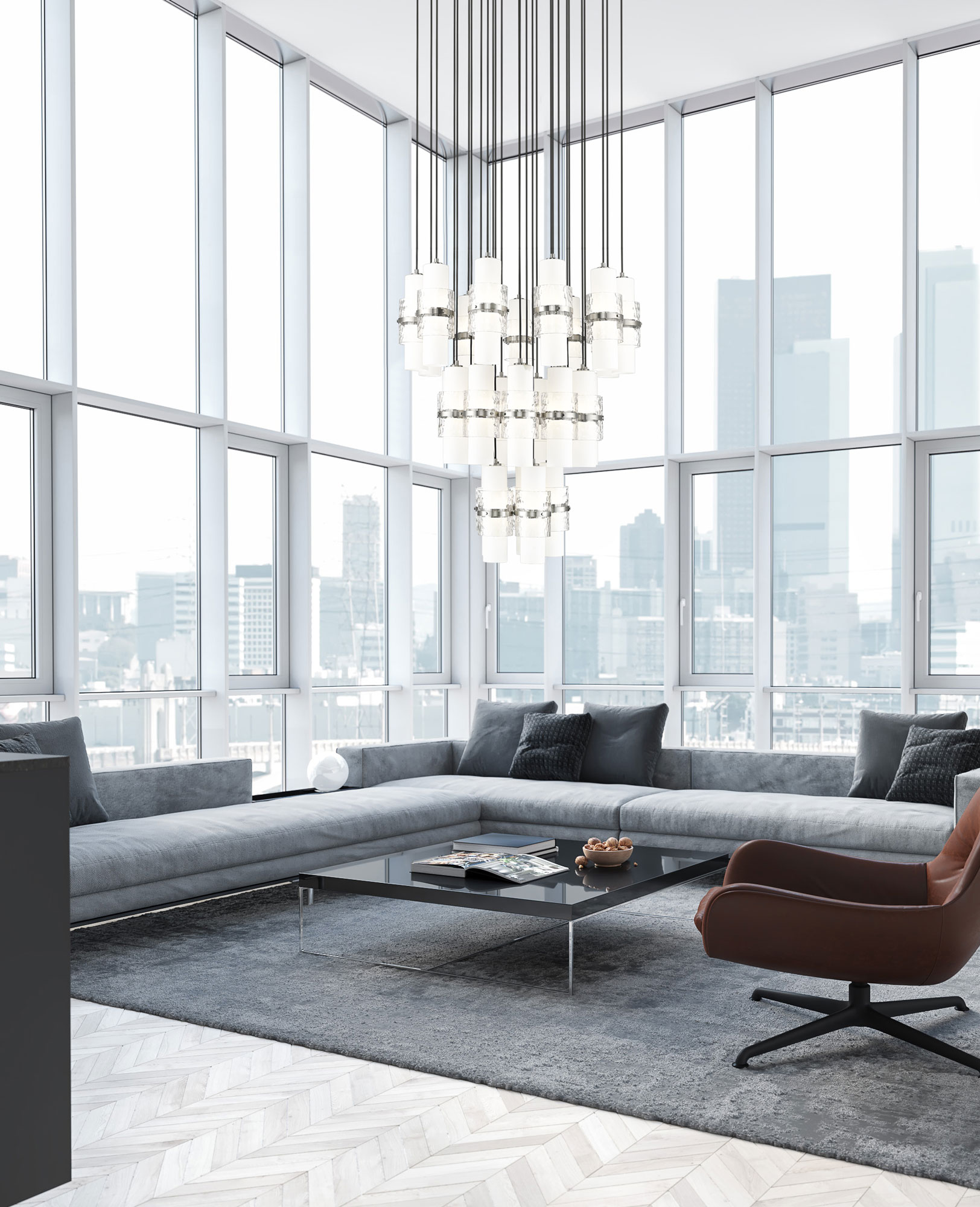 Cayden Round Multi Light Pendant by Z-Lite | 1946P-5R-BN