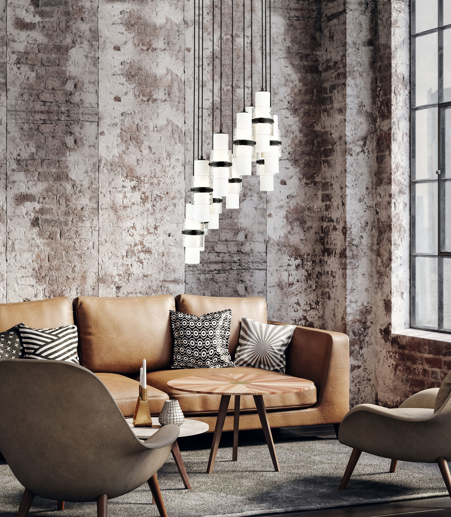 Cayden Round Multi Light Pendant by Z-Lite | 1946P-5R-BN