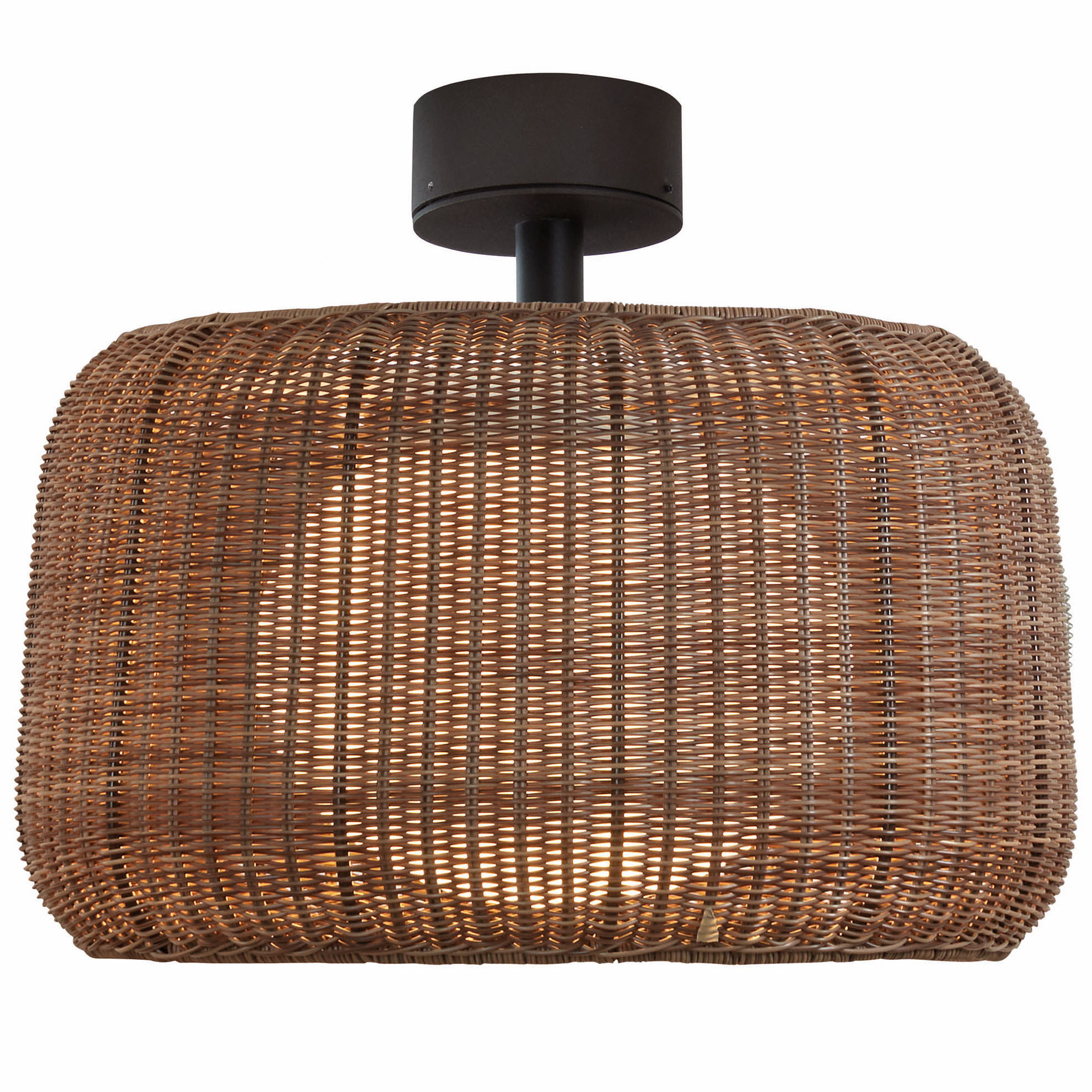 Fora 19.69 Outdoor Semi Flush Mount Bover Finish Graphite Brown Rattan Brown
