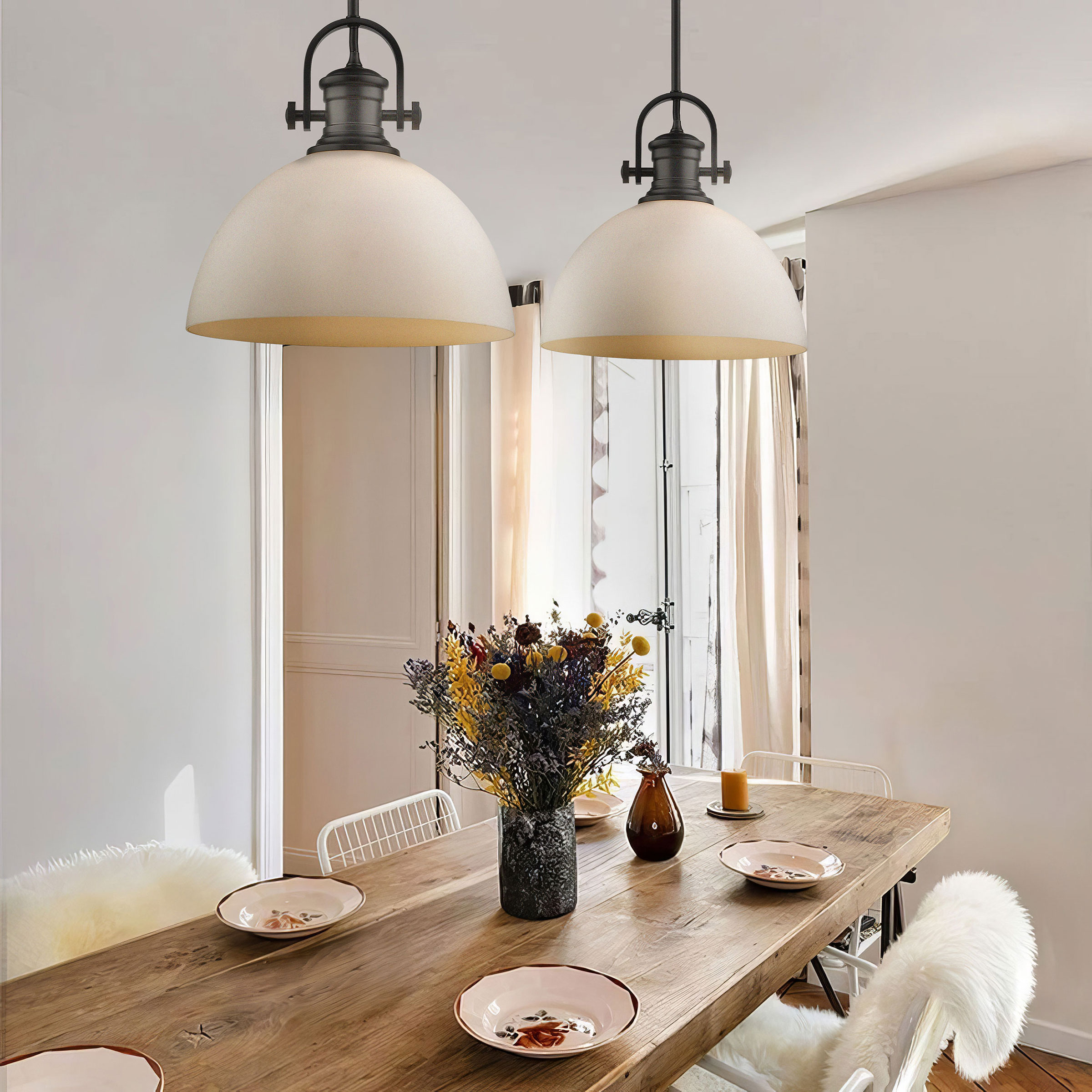 Hines Adjustable Pendant by Golden Lighting | 3118-L BLK-OP