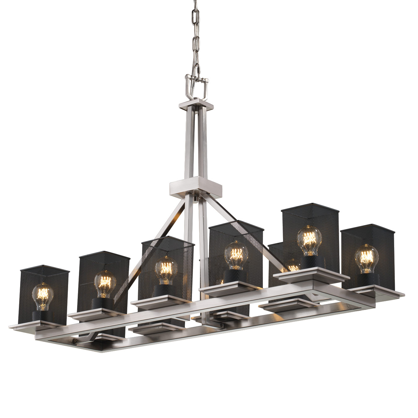 Wire Mesh Rectangular Montana Chandelier By Justice Design Msh Wire Mesh Rectangular Montana Chandelier By Justice Design Msh 8650 15 Nckl