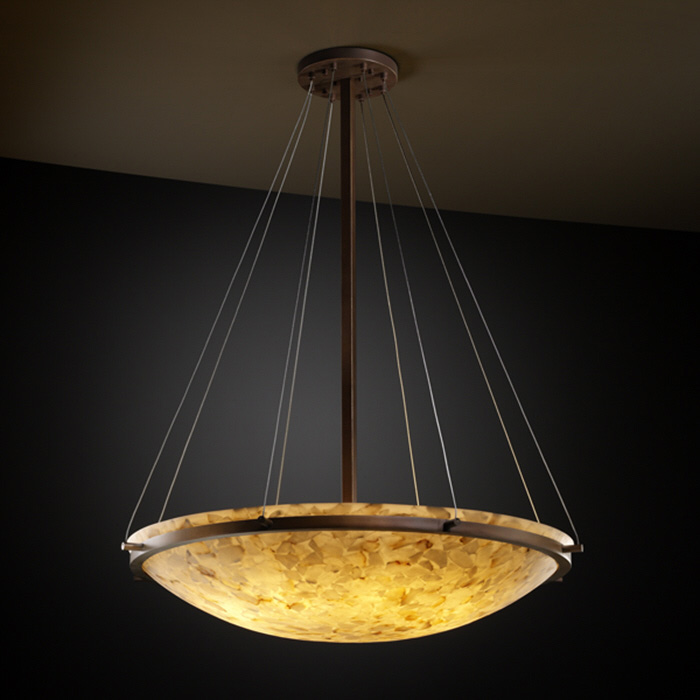 Alabaster Rocks Round Bowl Pendant By Justice Design Alr 9694 35 Dbrz Alabaster Rocks Round Bowl Pendant By Justice Design