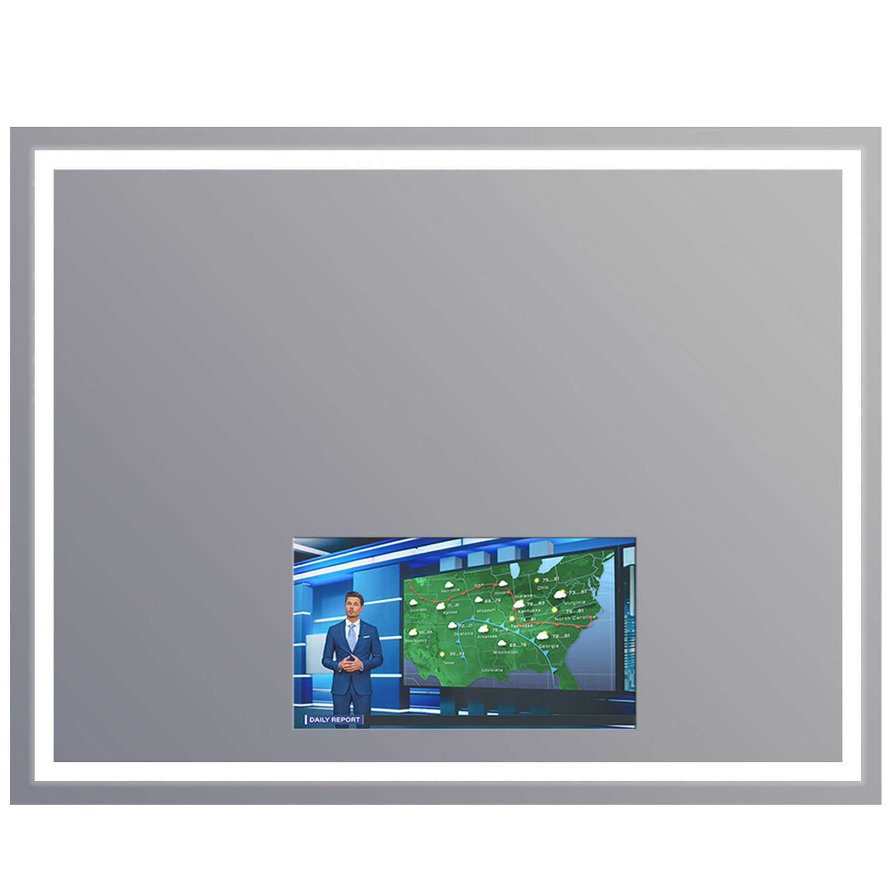 Electric mirror with shop tv