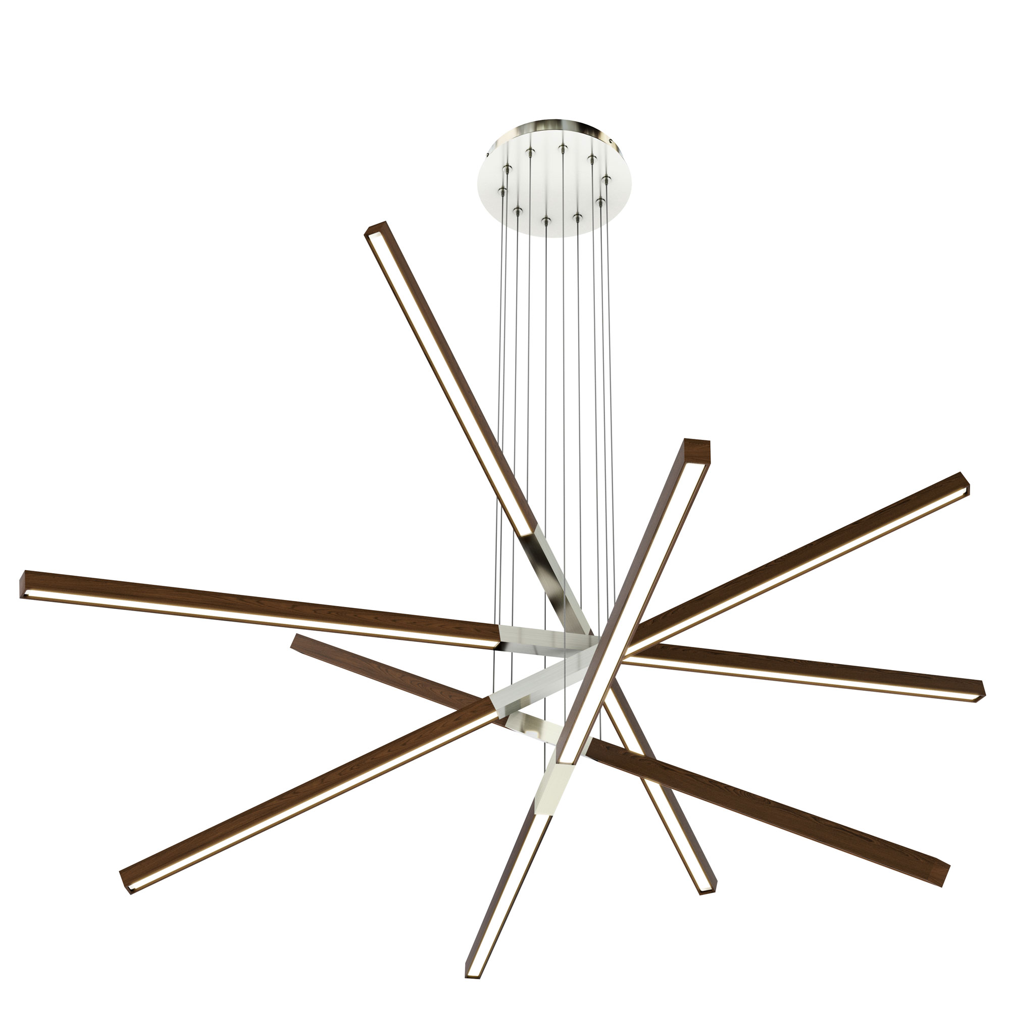 PureEdge Lighting PX5P-TX-5W-48-27K-SWN Pix Sticks Tie Stix Wood Suspension Satin Walnut 2700K 5-Light 5W | Wide | Nickel in Brown