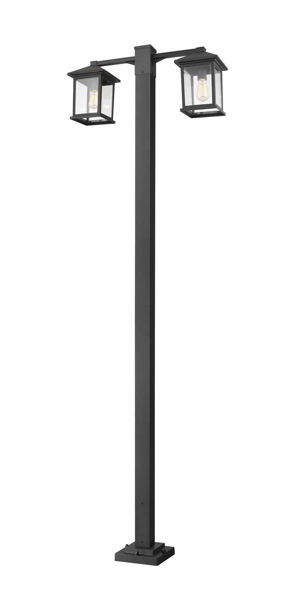 Black Finish with Clear Beveled Glass 18.50 One Light Outdoor Post Lantern Z-Lite 531PHBR-BK Portland
