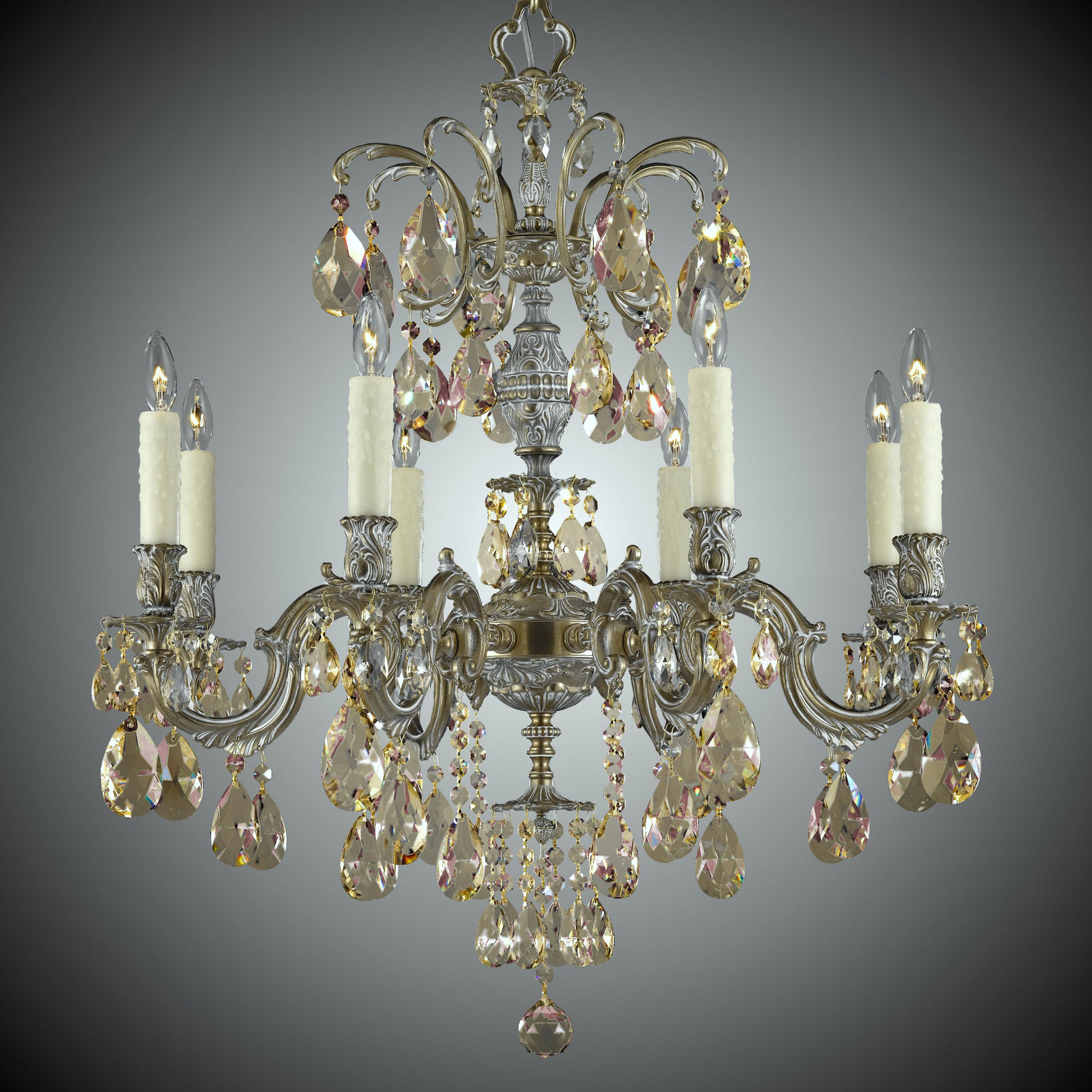 Marlena Chandelier by American Brass & Crystal, CH9714-OLN-04G-PI