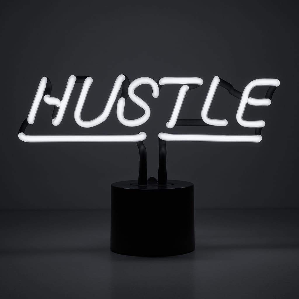 New Hustle White Acrylic Neon Sign 20" Bar Light Lamp Room Collection 