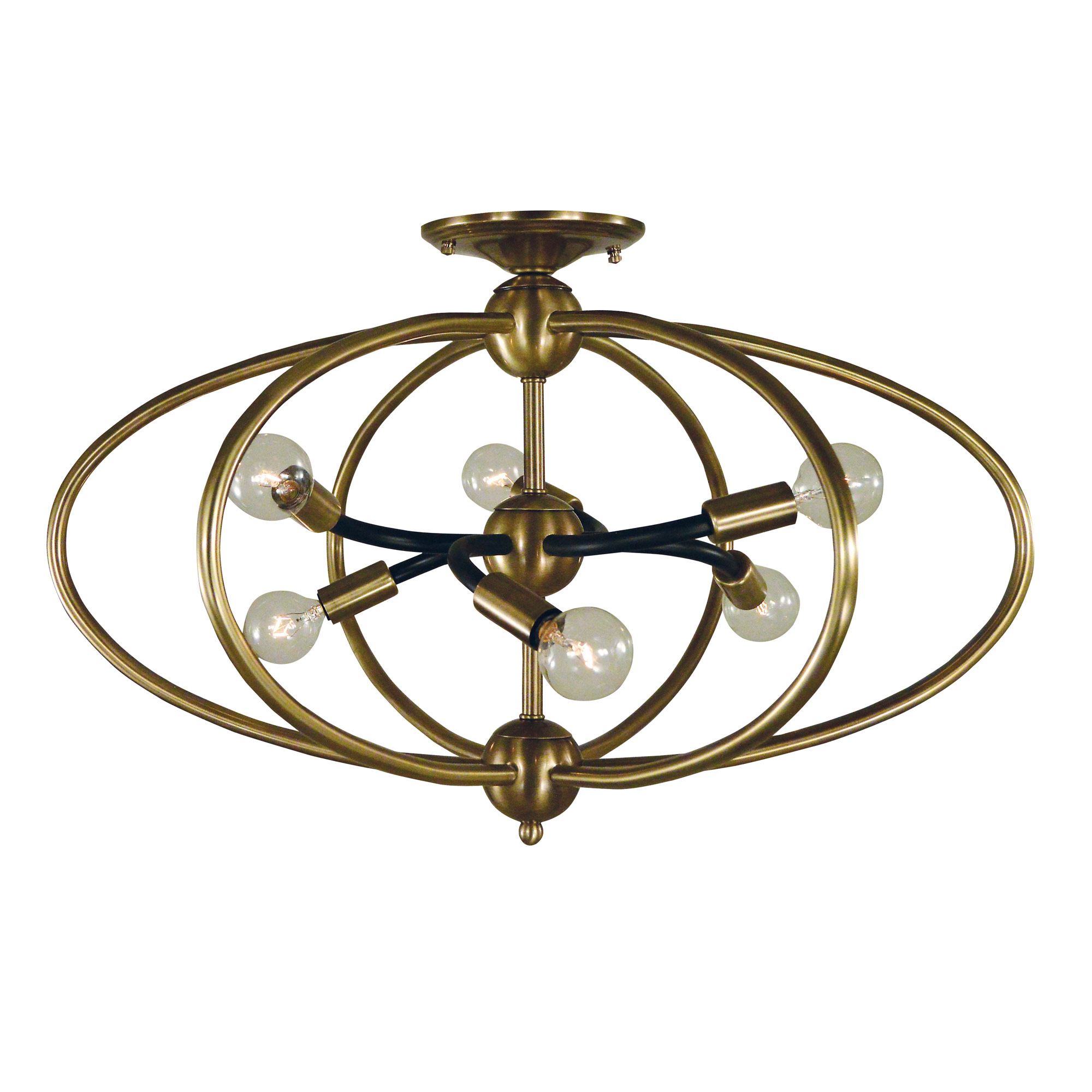 Orbit Semi Flush Ceiling Light by Framburg F 4947 AB MBLACK FRG901054