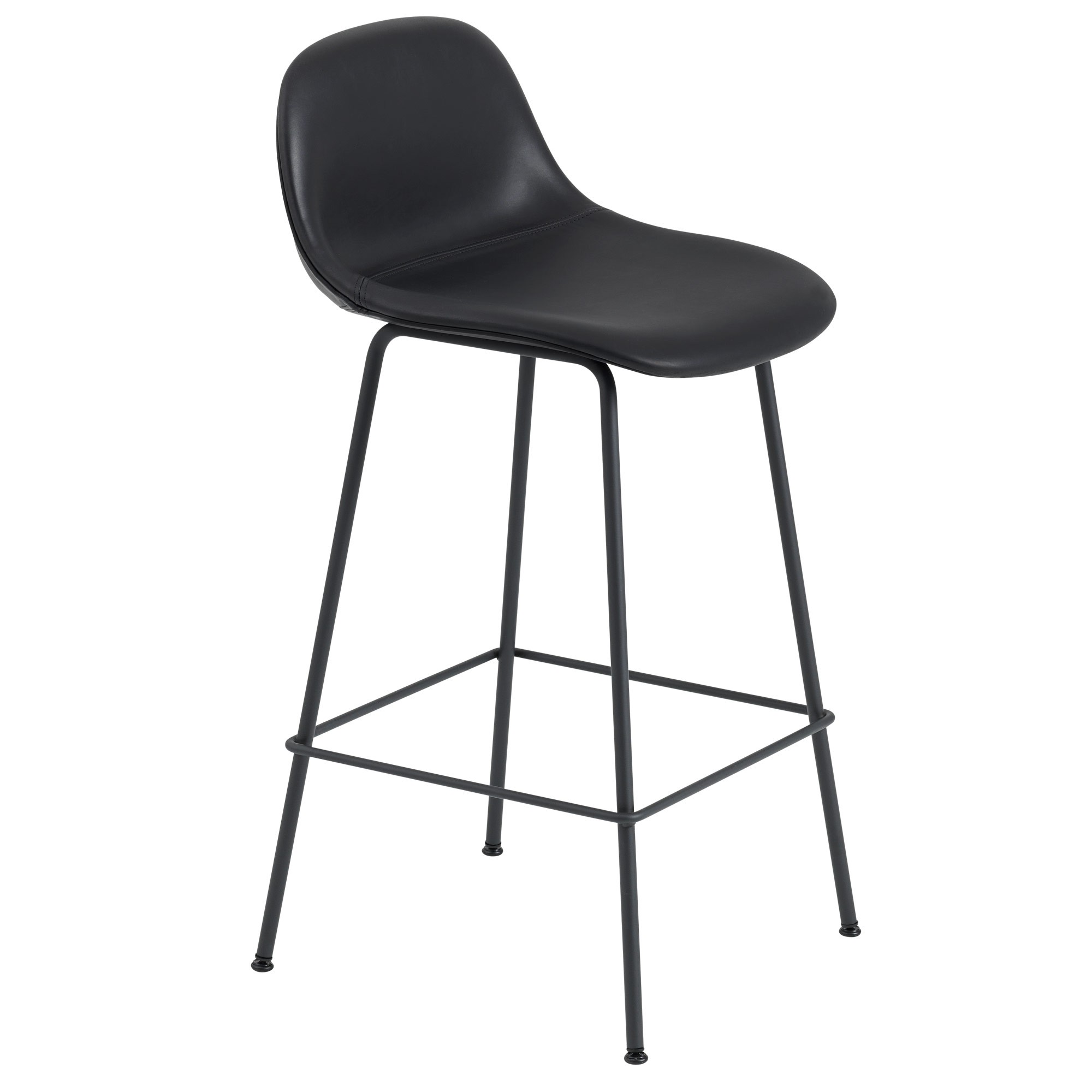 Fiber Stool With Backrest Tube Base by Muuto MFIBSTTUBCBU-BLCK