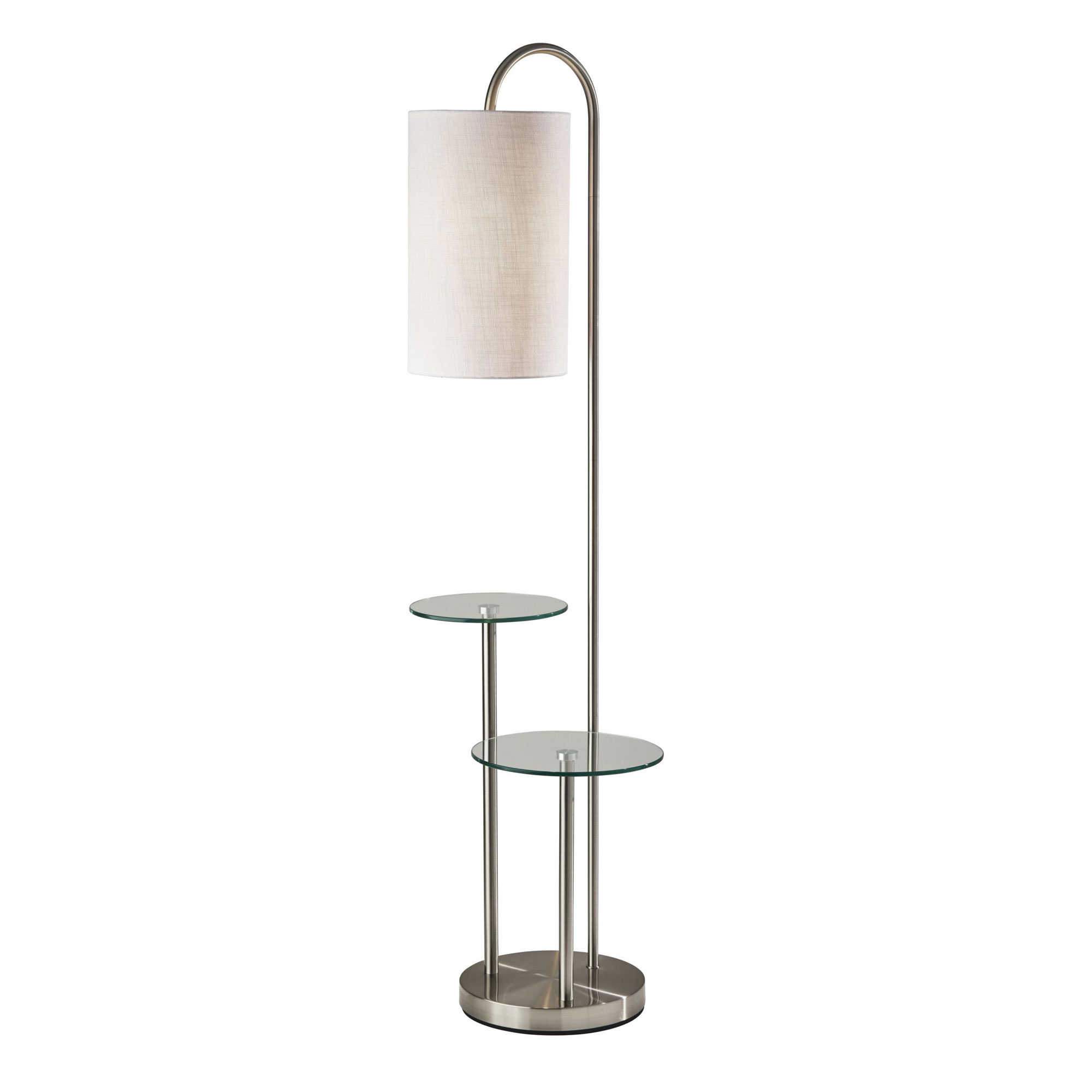 Adesso Leonard Brushed Steel Shelf Floor Lamp