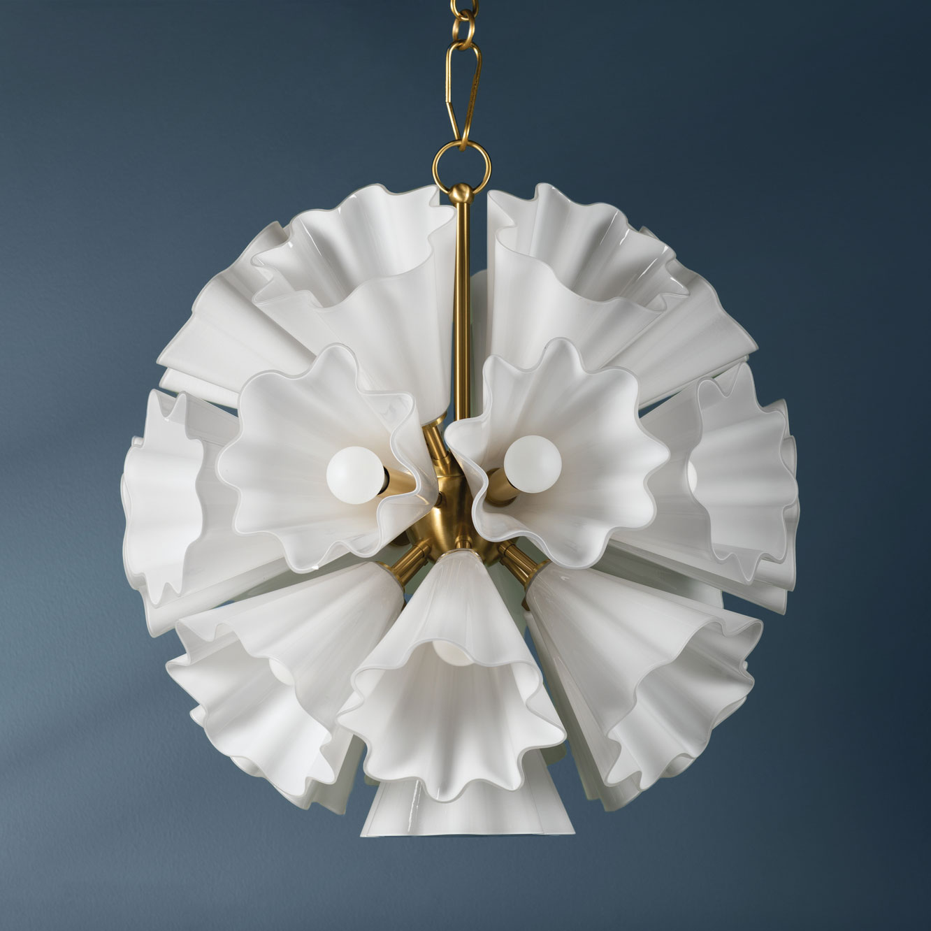 Roundout 9-Light Chandelier in Aged Brass 26L x 26W x 30.5H