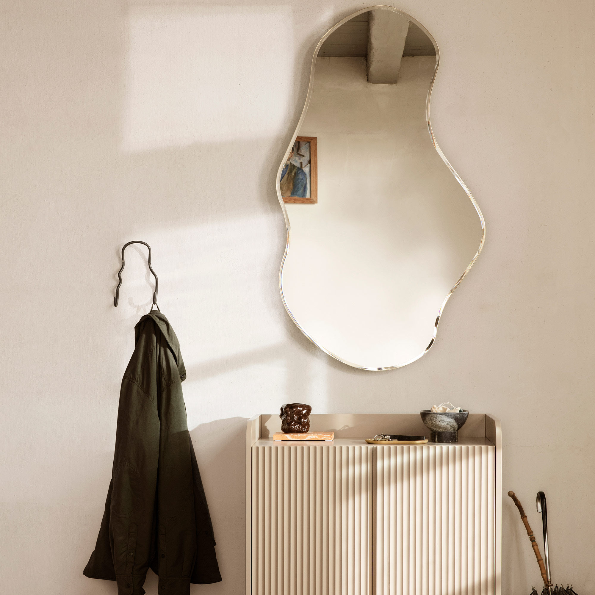 wさま専用【新品】ferm LIVING Pond Mirror Large Pond Mirror in Dark Chrome | Large | Mirror with unique