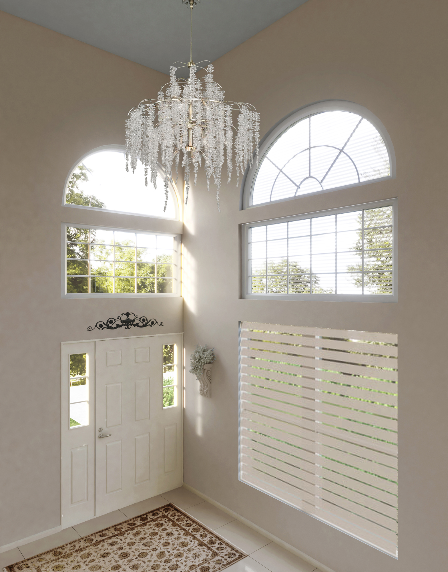 Cascading Crystal Tall Chandelier