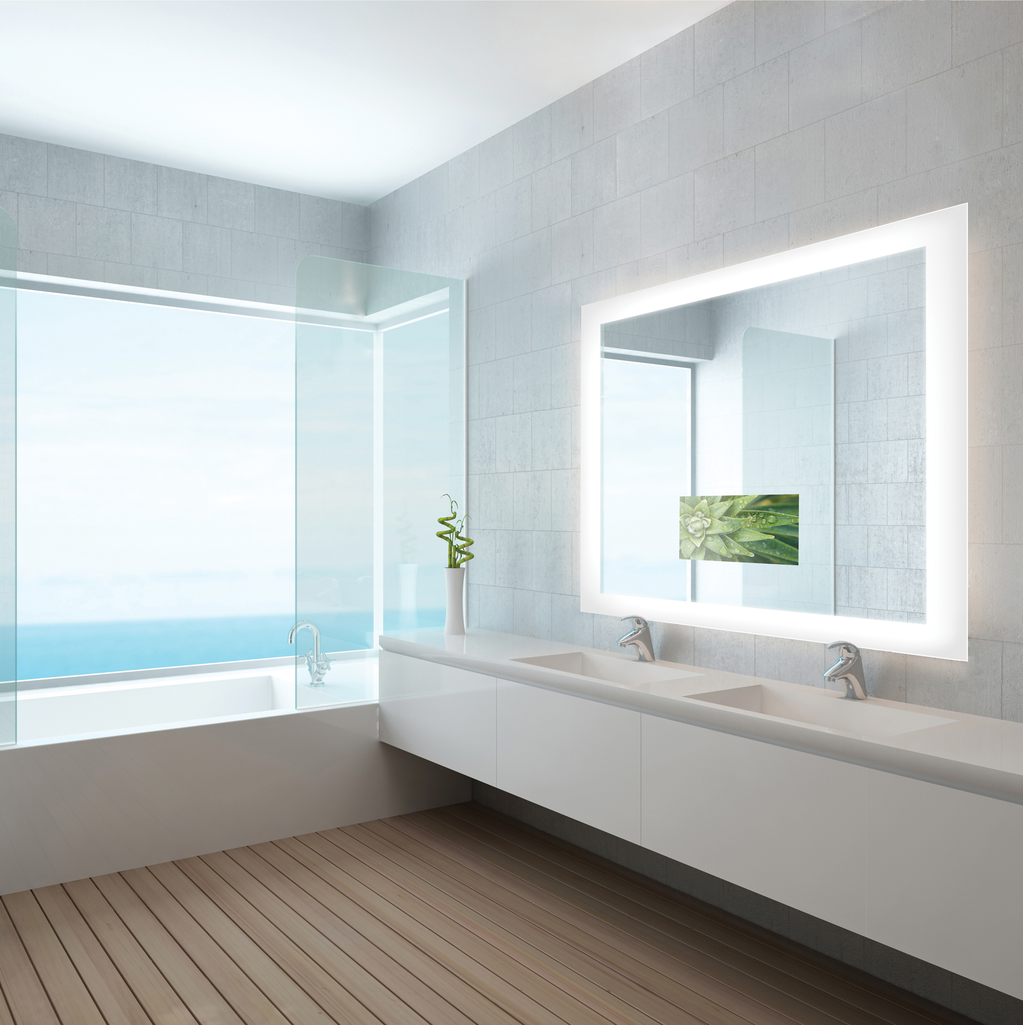Installation Gallery Silhouette Lighted Mirror With Tv By Electric
